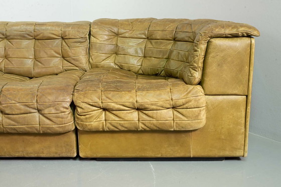 Image 1 of Patched Seal Grey Brown Leather 6 Elements Modular Sofa Ds11 By De Sede, 1970S