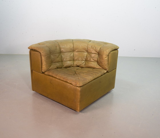 Image 1 of Patched Seal Grey Brown Leather 6 Elements Modular Sofa Ds11 By De Sede, 1970S