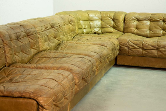 Image 1 of Patched Seal Grey Brown Leather 6 Elements Modular Sofa Ds11 By De Sede, 1970S