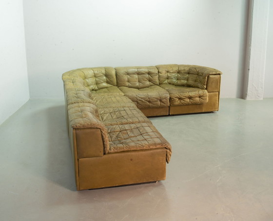 Image 1 of Patched Seal Grey Brown Leather 6 Elements Modular Sofa Ds11 By De Sede, 1970S