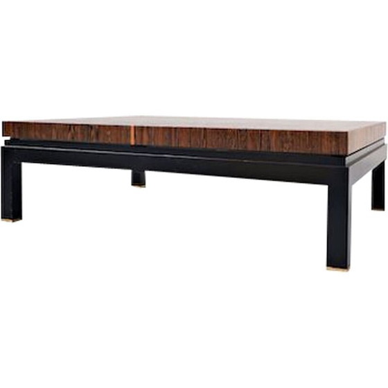 Image 1 of Vintage wood and brass side table by Jules Wabbes, Belgium 1960