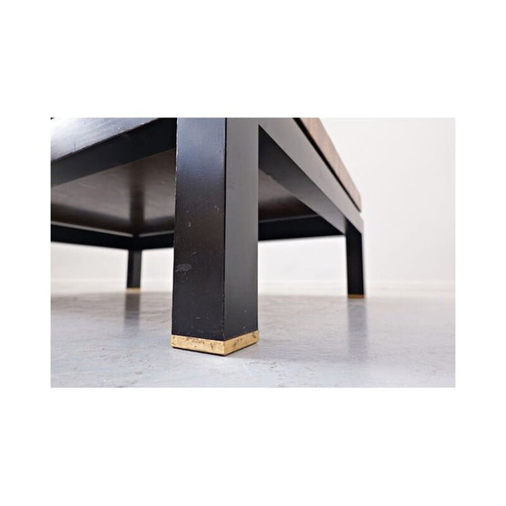 Image 1 of Vintage wood and brass side table by Jules Wabbes, Belgium 1960