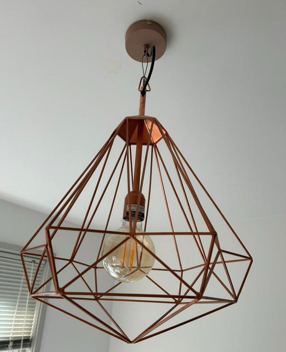 Image 1 of 2x Pols Potten diamond lamp copper