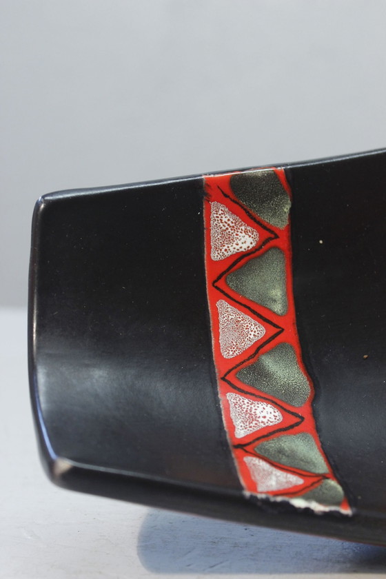 Image 1 of Gabriel Fourmaintraux - Large Tripod Cup Satin Black Enamel, Desvres, France 1950S