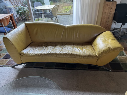 Rolf Benz Sofa In Warm Yellow Leather