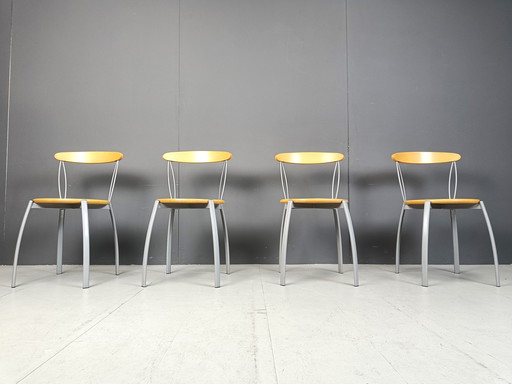 Sillas de comedor italianas posmodernas vintage, década de 1990