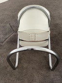 4x Metaform dining chairs white saddle leather