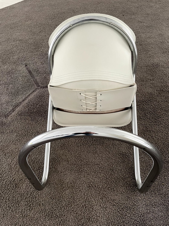 Image 1 of 4x Metaform dining chairs white saddle leather