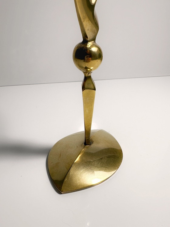 Image 1 of Mid - Century Surrealist brass candle holder 50s