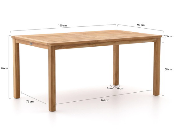 Image 1 of Sunyard Liverpool table de jardin en teck 160x90x75(h)cm, démontable