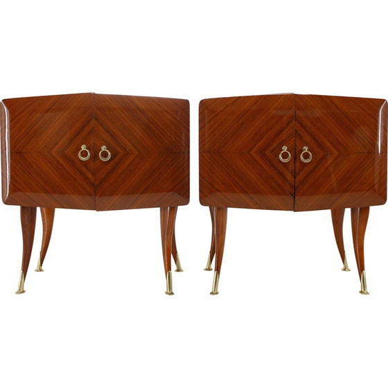 Image 1 of Pair of vintage nightstands in walnut veneer, Italy 1950