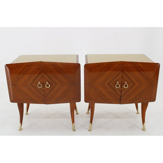 Image 1 of Pair of vintage nightstands in walnut veneer, Italy 1950