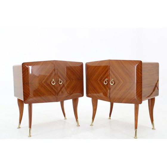 Image 1 of Pair of vintage nightstands in walnut veneer, Italy 1950