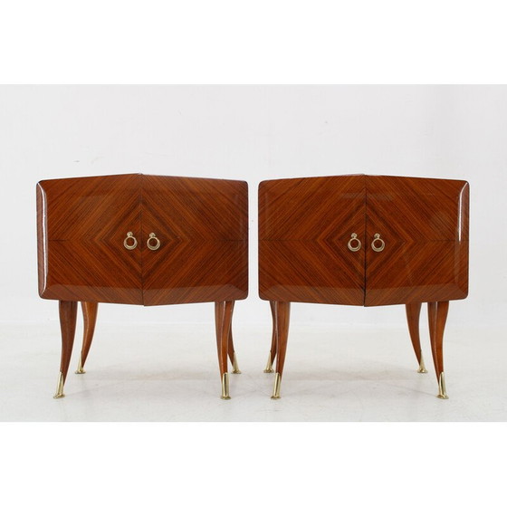 Image 1 of Pair of vintage nightstands in walnut veneer, Italy 1950