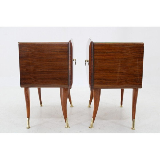 Image 1 of Pair of vintage nightstands in walnut veneer, Italy 1950