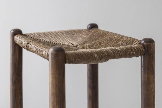 Image 1 of Lovely Set Of Four Rustic Bar Stools Sourced In France Dating From The 1960S. In The Manner Of Charlotte Perriand.