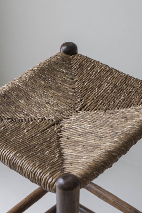 Image 1 of Lovely Set Of Four Rustic Bar Stools Sourced In France Dating From The 1960S. In The Manner Of Charlotte Perriand.