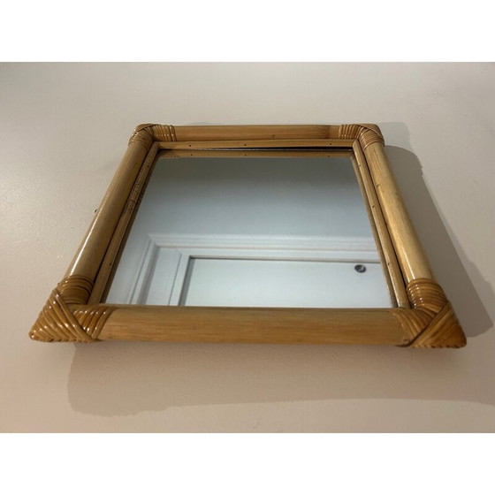 Image 1 of Vintage wicker frame mirror, 1970
