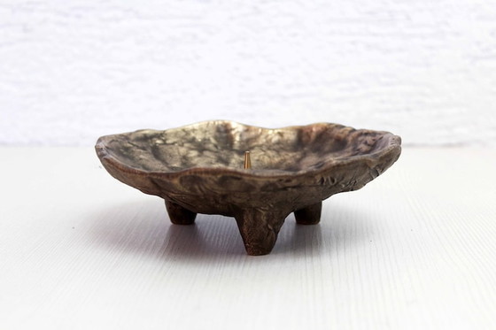 Image 1 of Magnifique bougeoir brutaliste en bronze