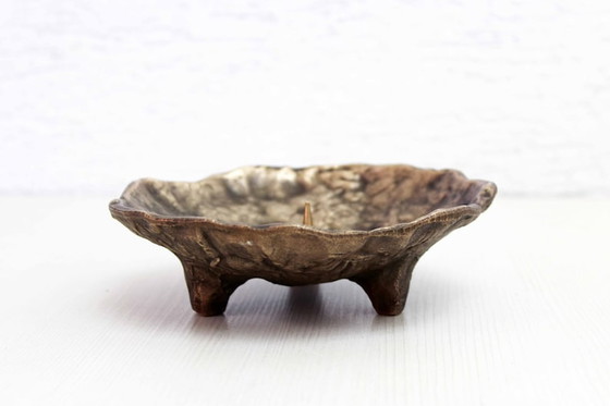 Image 1 of Magnifique bougeoir brutaliste en bronze