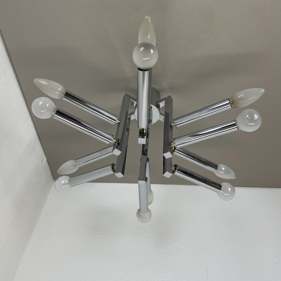 Image 1 of Lámpara de techo modernista de gran tamaño, cromada, estilo Sputnik Sciolari, Italia, década de 1970