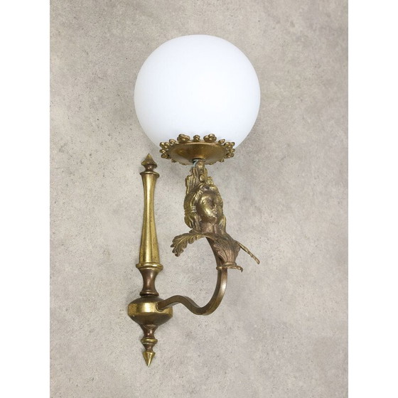 Image 1 of Pair of vintage Italian figural brass wall lamps
