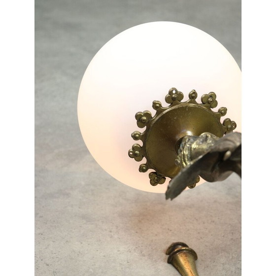 Image 1 of Pair of vintage Italian figural brass wall lamps