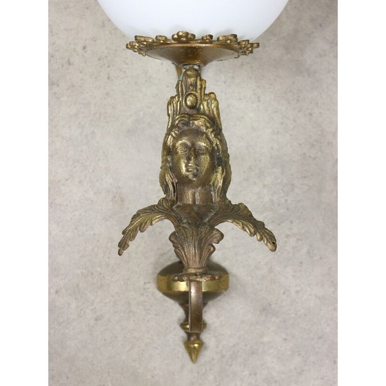 Image 1 of Pair of vintage Italian figural brass wall lamps