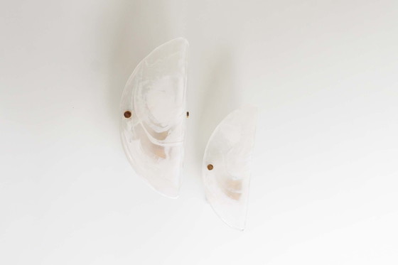 Image 1 of 2X Vintage Glass Wall Sconces By Hillebrand