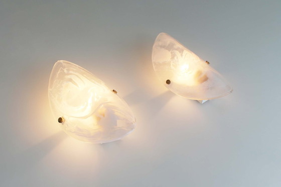 Image 1 of 2X Vintage Glass Wall Sconces By Hillebrand