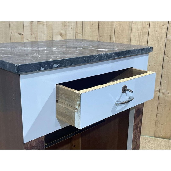 Image 1 of Banco cassa da macelleria d'epoca in formica e marmo nero, 1950