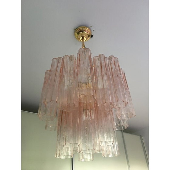 Image 1 of Pink Murano Glass Style Tronchi Venini Chandelier