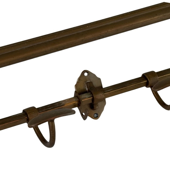 Image 1 of Art Deco - Wall Mounted Coatrack - Brass With Adjustable Hangers