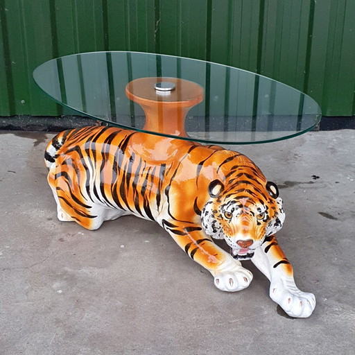 Ceramic tiger coffee table