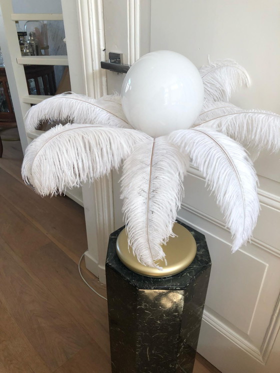 Image 1 of Table lamp gold ostrich feathers