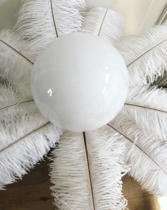 Image 1 of Table lamp gold ostrich feathers