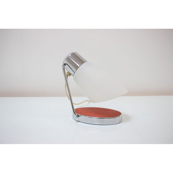 Image 1 of Lampada vintage in vetro e cromo con paralume regolabile di Drupol, Cecoslovacchia, 1950