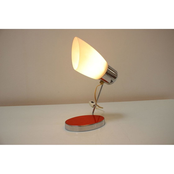 Image 1 of Lampada vintage in vetro e cromo con paralume regolabile di Drupol, Cecoslovacchia, 1950