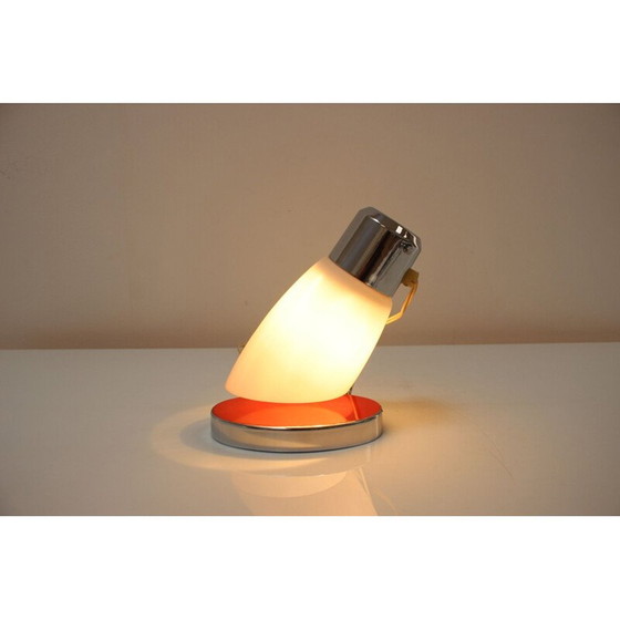 Image 1 of Lampada vintage in vetro e cromo con paralume regolabile di Drupol, Cecoslovacchia, 1950