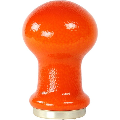 Mid century table lamp in orange opaline glass by Stefan Tabery for Opp Jihlava, 1960s