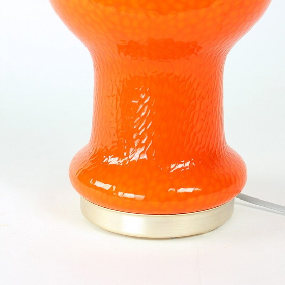 Image 1 of Mid century table lamp in orange opaline glass by Stefan Tabery for Opp Jihlava, 1960s