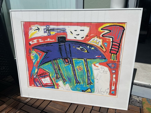 Cobra groep stijl litho – lithos zeefdrukken, Paper, Abstract