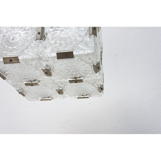 Image 1 of Lampada a sospensione vintage in vetro cubico di Kamenický Senov, Cecoslovacchia 1970