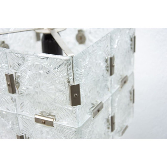 Image 1 of Lampada a sospensione vintage in vetro cubico di Kamenický Senov, Cecoslovacchia 1970