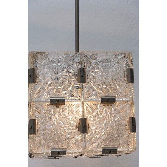 Image 1 of Lampada a sospensione vintage in vetro cubico di Kamenický Senov, Cecoslovacchia 1970