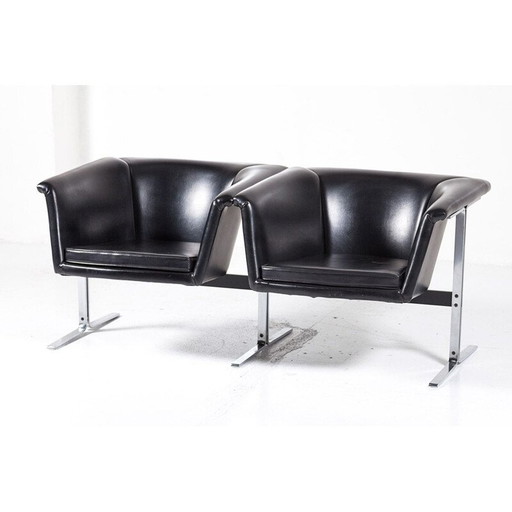 Black 2-seater sofa by Geoffrey Harcourt for Artifort