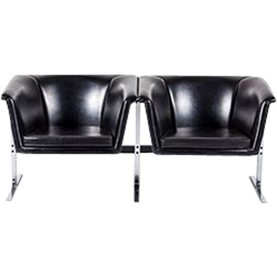 Image 1 of Black 2-seater sofa by Geoffrey Harcourt for Artifort