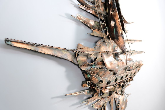 Image 1 of Sculpture murale monumentale en métal de style brutaliste de M. Di Giovanni