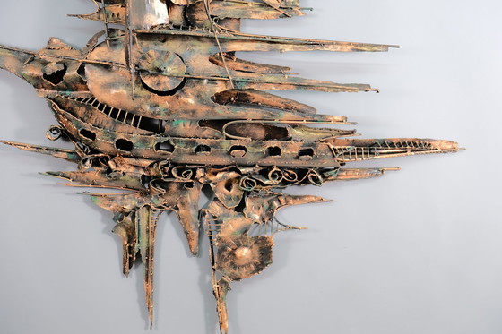 Image 1 of Monumental metal wall sculpture in Brutalist style by M. Di Giovanni