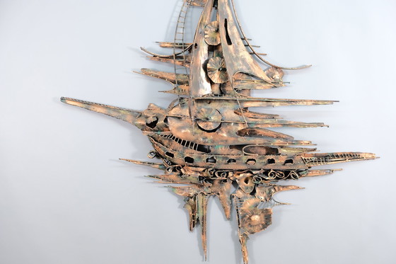 Image 1 of Monumental metal wall sculpture in Brutalist style by M. Di Giovanni